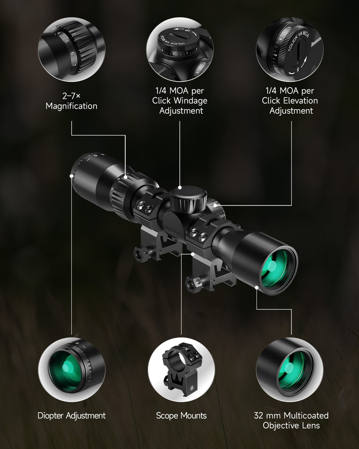 Pinty Nova 2-7x32 SFP Rifle Scope