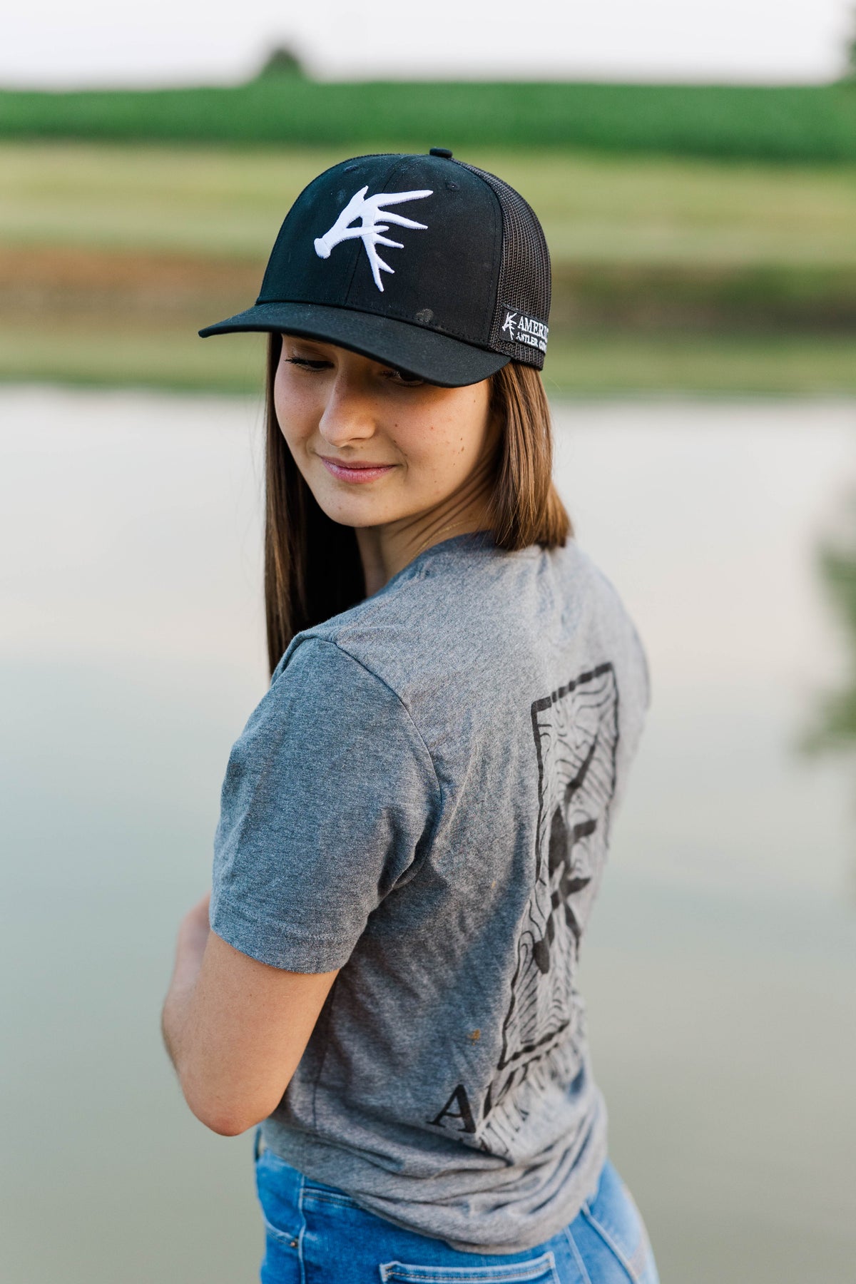 Black Antler Symbol Snapback Hat