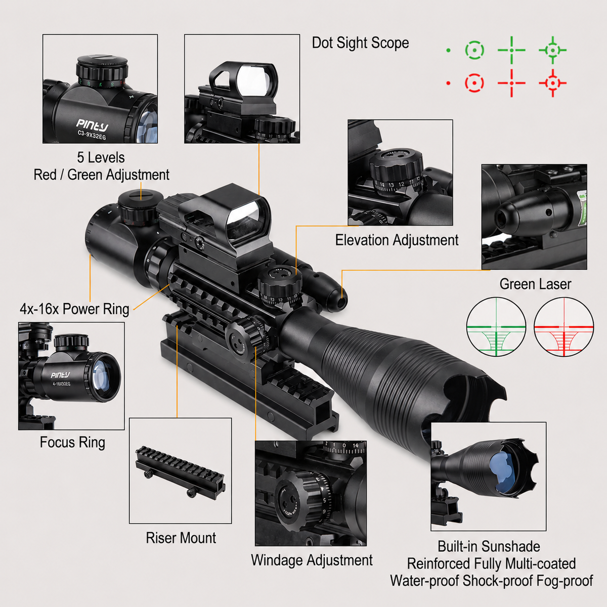 Pity Nova 4-16x50mm Rifle Scope Combo