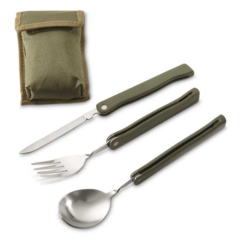 Mil-Tec | Folding Utensils 3pcs | OD Pouch
