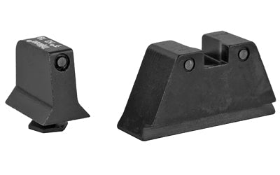 Trijicon Suppressor/Optic Height Sights - Fits GLOCK 17/17L/19/22/23/24/25/26/27/28/31/32/33/34/35/37/38/39 - Black Front/Black Rear with Green Lamps