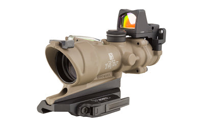 Trijicon ACOG ECOS - 4X32mm Dual Illuminated Green Crosshair 5.56 Reticle - Backup Iron Sights - Quick Release Mount - LED 3.25 MOA Red Dot RMR Type 2 - Cerakote Flat Dark Earth Finish
