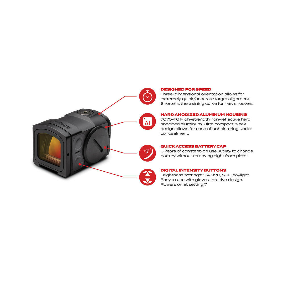 Aimpoint Acro P2 - Red Dot Reflex Sight w/ Fully Enclosed Body & 5 Year Battery Life