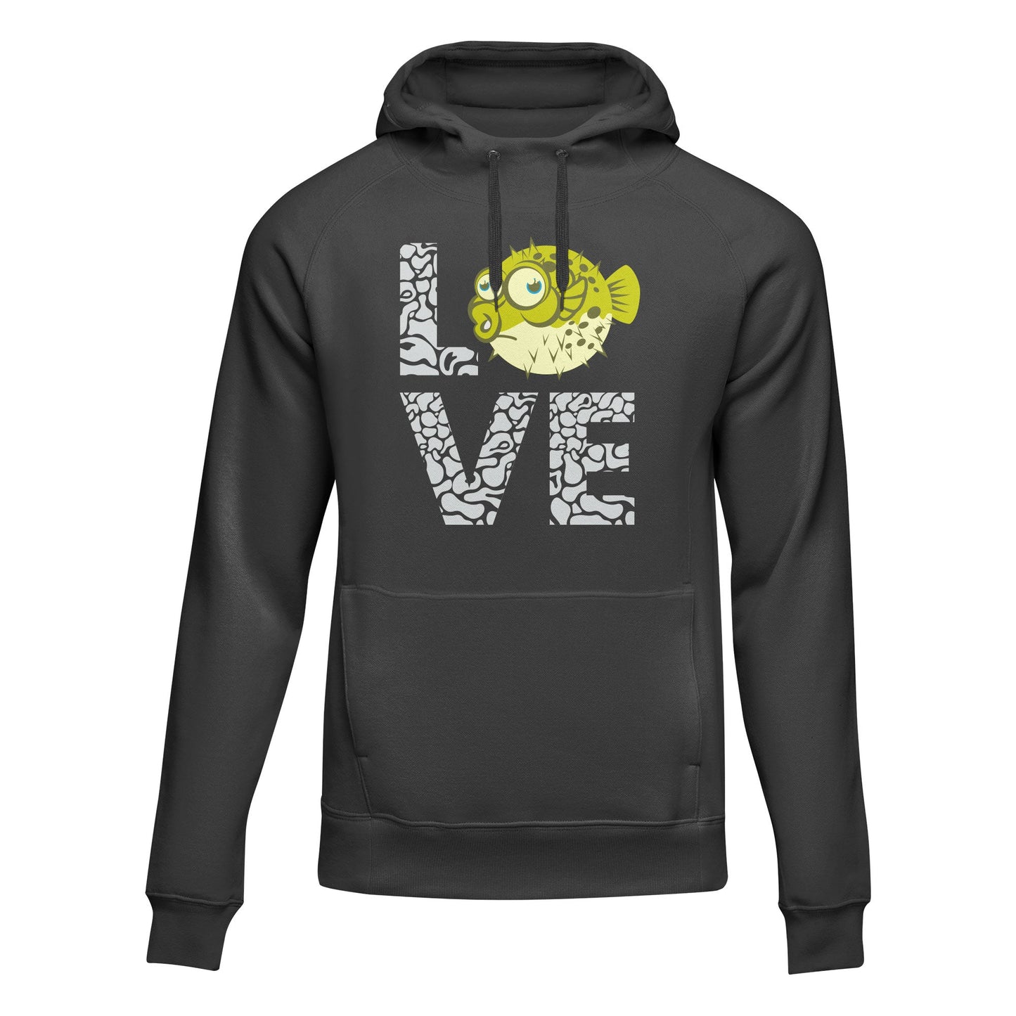 Love Fishing Green Blowfish Globe Unisex Hoodie