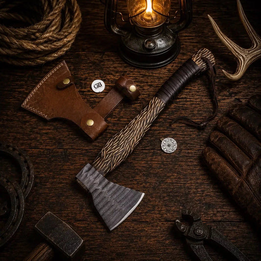 20” HAMMERED HAND FORGED CARBON STEEL HANDMADE HUNTING VIKING TOMAHAWK HATCHET AXE