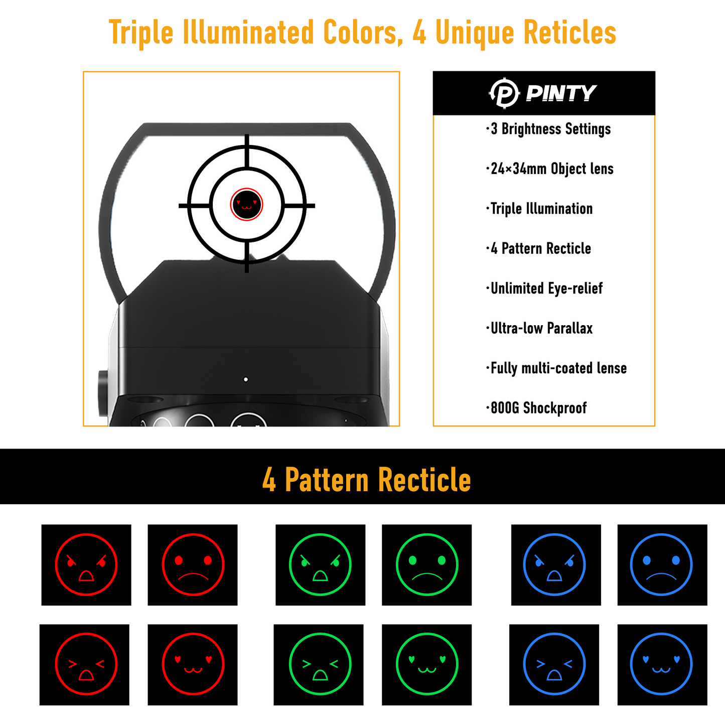 Pinty Nova 4-in-1 Emoji Reticle Dot Sight