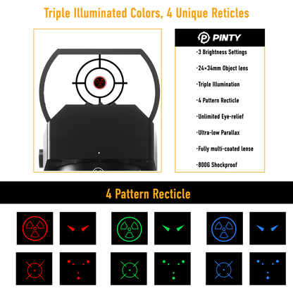 Pinty Nova 4-in-1 Tactical Reticle Dot Sight