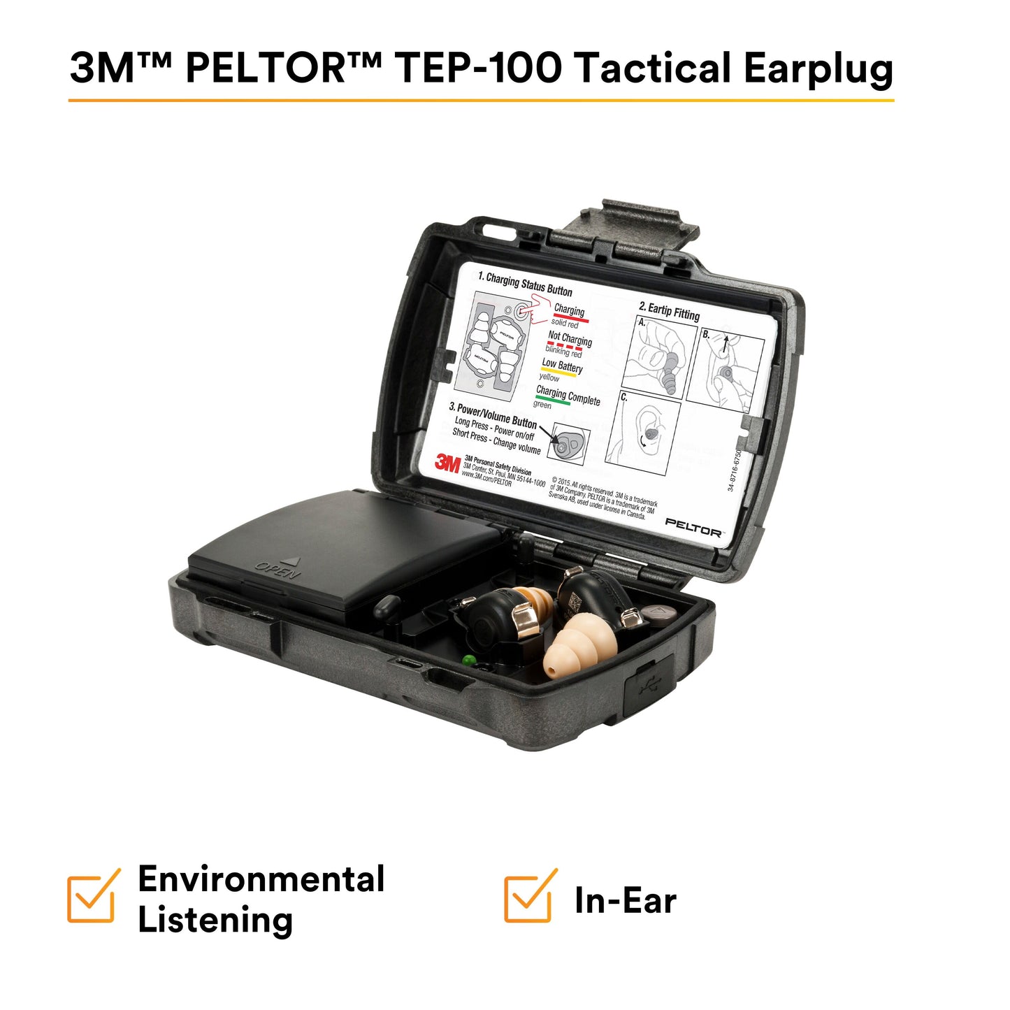Peltor TEP-100 - Peltor Hearing Protection Tactical Earbuds