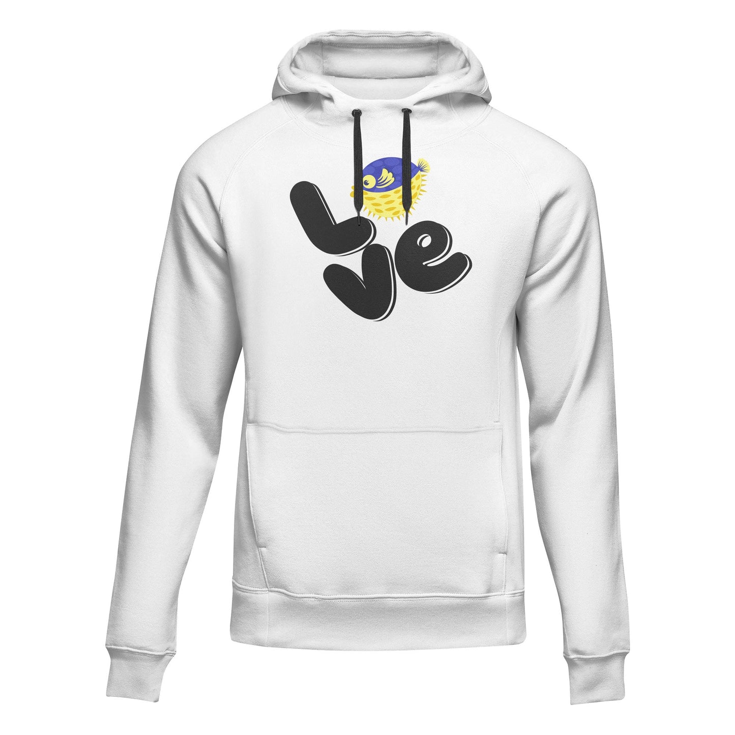 Love Fishing Blue Blowfish Globe Unisex Hoodie