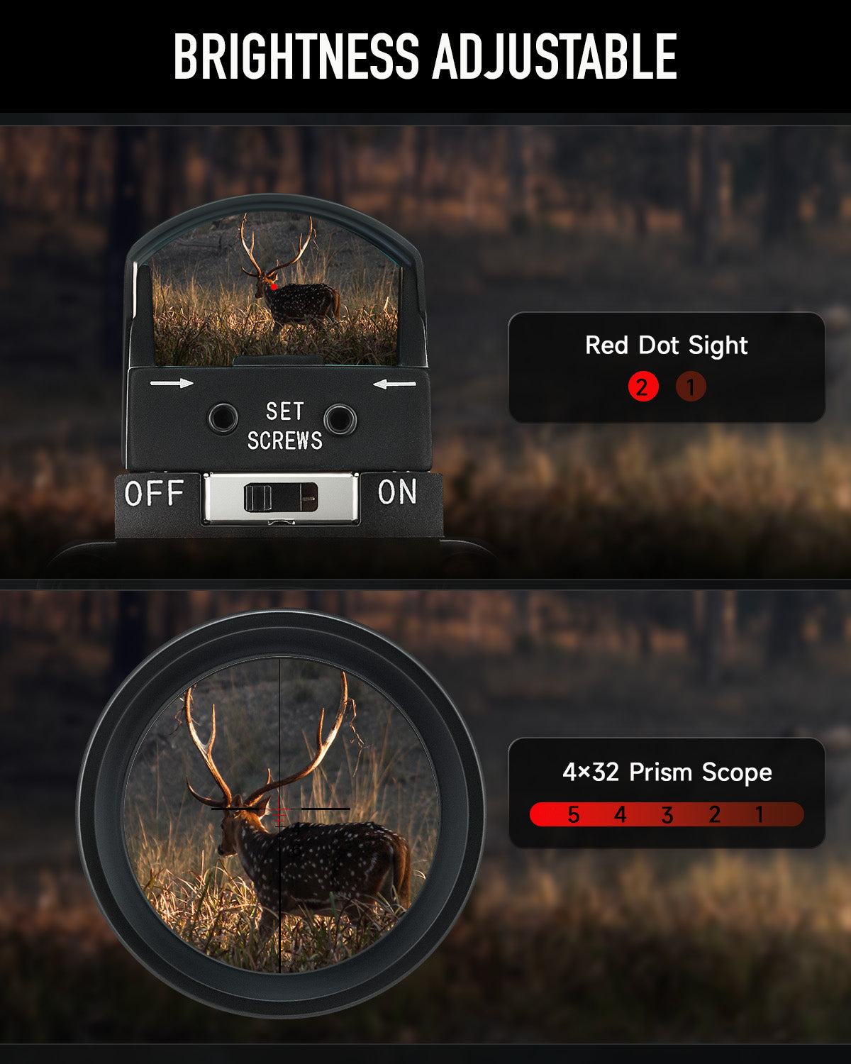 Pinty Vexa 2-in-1 4x32 Prism Scope Combo