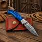 6.5” Handmade Damascus Pocket Folding Knife – Authentic Damascus Steel EDC Knife | Premium Gift for Men, Hunting & Camping Knife