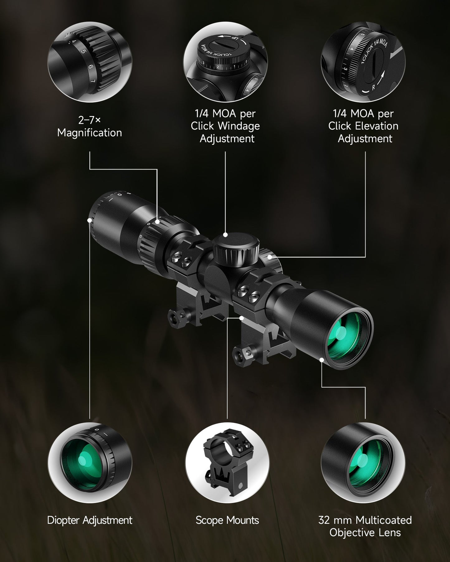 Pinty Nova 2-7x32 SFP Rifle Scope