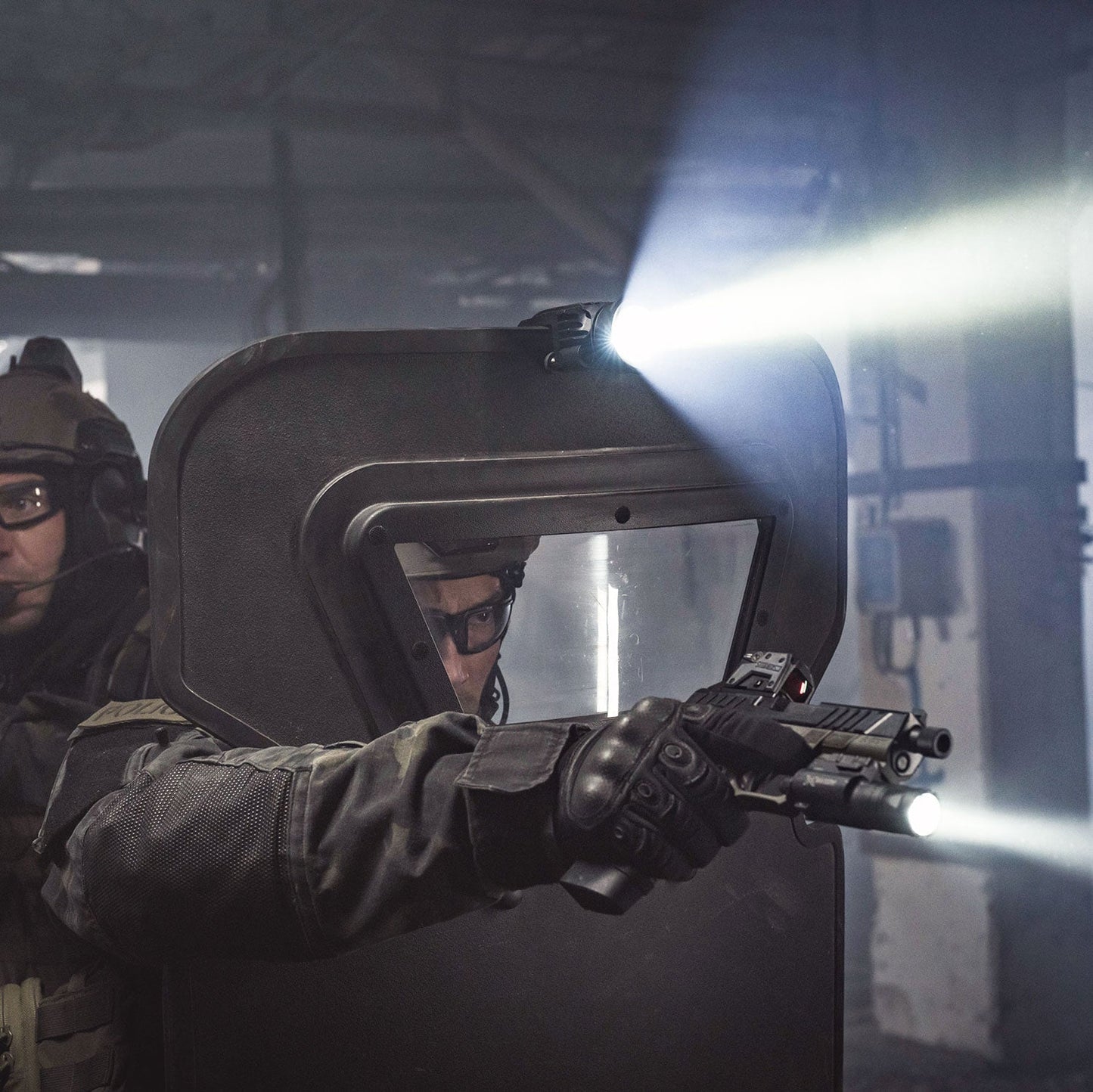 Ballistic Shield Light - 1,500 Lumen Tactical Light - Dual Fuel Power for Shield Operations