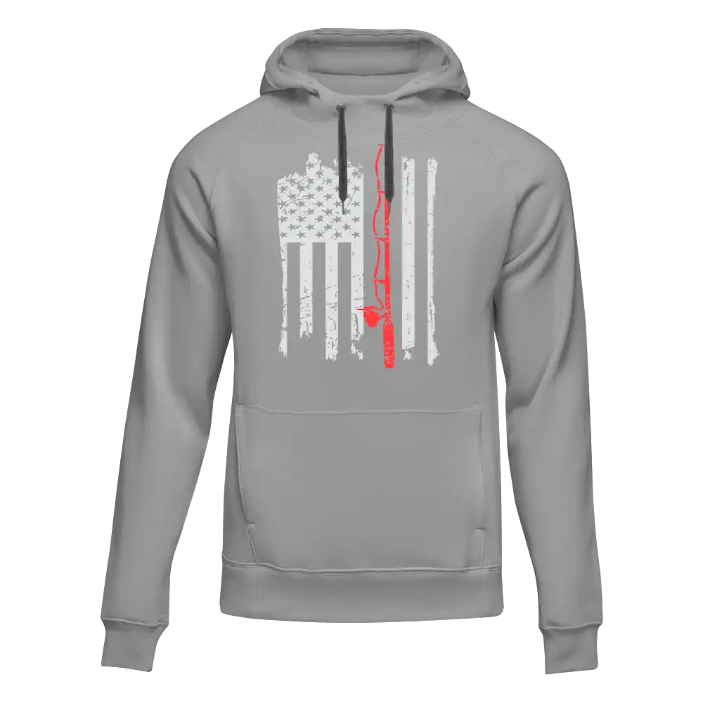 Fishing Rod American Flag Unisex Hoodie