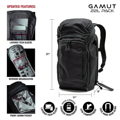 Vertx Gamut 22L Backpack - Rapid CCW Access & 16" Laptop Carry - Discreet Low-Vis Design