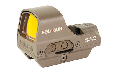 Holosun Technologies HS510C -  Reflex Sight -  Multiple Reticle -  65 MOA Circle -  2 MOA Red Dot -  Aluminum Housing -  Matte Finish -  Flat Dark Earth -  Solar with Internal Battery