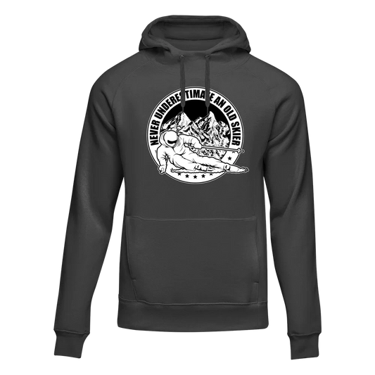 Never Underestimate An Old Skier Adult Fleece Hoodie