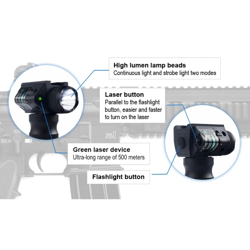 3-In-1 Tactical Foregrip with Flash Light & Laser