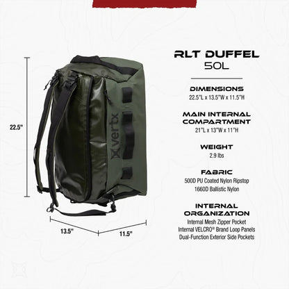 Vertx RLT 50L Duffel Bag - Haul 50L at 2.9 lbs & Repel Water - Built for Rugged Terrain