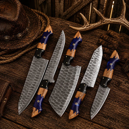 Artisan Damascus Chef Knife Set – Professional Kitchen Collection
