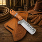 Bullcutter Knife Rasp Steel Blade Turquoise Handle Leather
