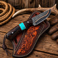 Copper Damascus Cross Draw Knife – Wenge Wood & Turquoise Inlay Handle