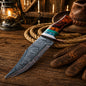 Copper Damascus Hunting Knife – Turquoise & Resin Bowie