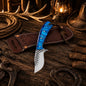 Country Rasp File Hunting Knife – 4" Rasp Steel Blade with Blue Epoxy Resin Handle