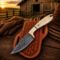 Cowboy Belt Knife – 3.5" Damascus Steel Blade & Bone Handle