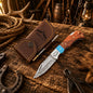 Cowboy Champion Carry Damascus Folding Pocket Knife – Turquoise & Wood Back Lock EDC Knife