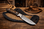 Cowboy Hunting Sheath Knife – 4" Damascus Steel Pinecone Handle