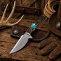 Cowboy Ranch Carry Knife – 4" Rasp File Blade with Antler & Turquoise Inlay Handle