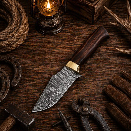 Custom Handmade Damascus Steel Fixed Blade Camping Hunting Survival EDC Knife