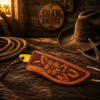Buckaroo Sheath Knife With Coloured Bone Handle – D2 Acid wash