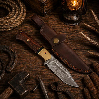 Best Bushcraft Damascus Steel Fixed Blade Outdoor Camping Hunting EDC Knife
