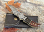 Damascus Steel Pocket Knife Buffalo Horn and Rose Handle