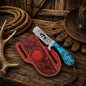 Gift Ready Bull Cutter Knife – 4" Damascus Steel Blade & Epoxy Resin Handle