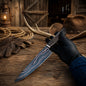 Hand Forged Copper Damascus Santoku Chef Knife – Walnut Wood Handle & Copper Bolster