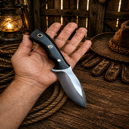 Hunting Knife Hand Forged Steel Blade with Leather Sheath