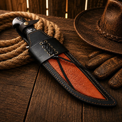 Western Style Hunting Knife – Pakka Wood Handle with Sheath