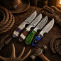 Honeycomb Western Outdoorsman Knife Collection – Handmade Rasp File & Damascus Blade Set