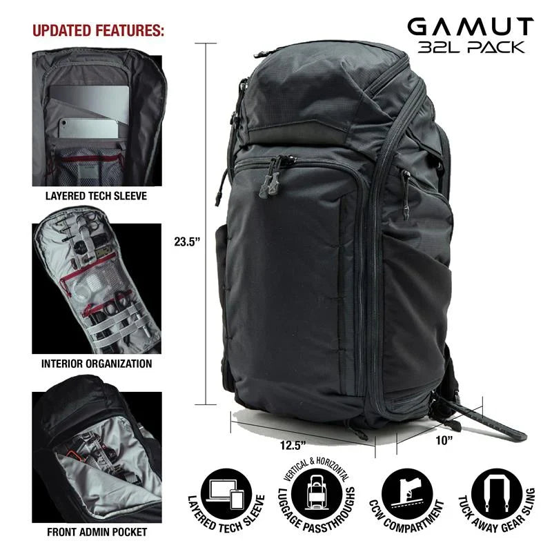 Vertx Gamut 32L - Discreet CCW & 16" Laptop Carry - Low-Vis Profile
