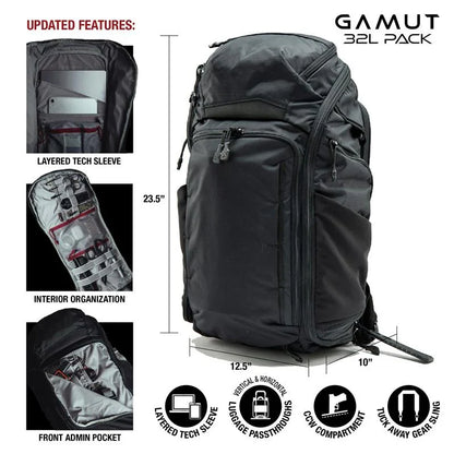Vertx Gamut 32L - Discreet CCW & 16" Laptop Carry - Low-Vis Profile