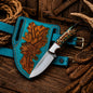 Pancake Leg Sheath Cowboy Field Knife – Rasp Steel Blade & Turquoise Pinecone Handle