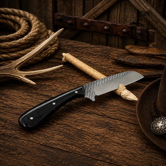 Rasp File Rodeo Carry Knife – 3.75" Blade & Buffalo Horn Handle
