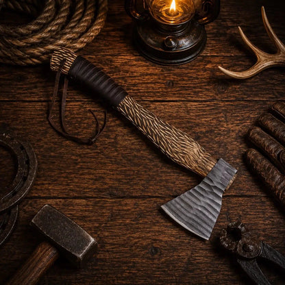 20” HAMMERED HAND FORGED CARBON STEEL HANDMADE HUNTING VIKING TOMAHAWK HATCHET AXE