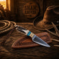 Stag & Turquoise Buckaroo Ranch Knife – D2 Steel & Pancake Sheath