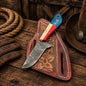 Texas Ranch Field Knife – Damascus Steel Blade with Back Belt Sheath