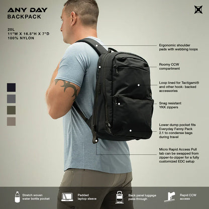 Vertx Any Day 20L - Laptop Backpack & Rapid CCW Access - 1.65lb Light