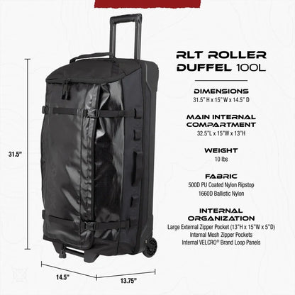 Vertx RLT 100L Duffel Bag - Large 100L Rolling Gear Bag - Keeps Gear Dry & Easy to Organize